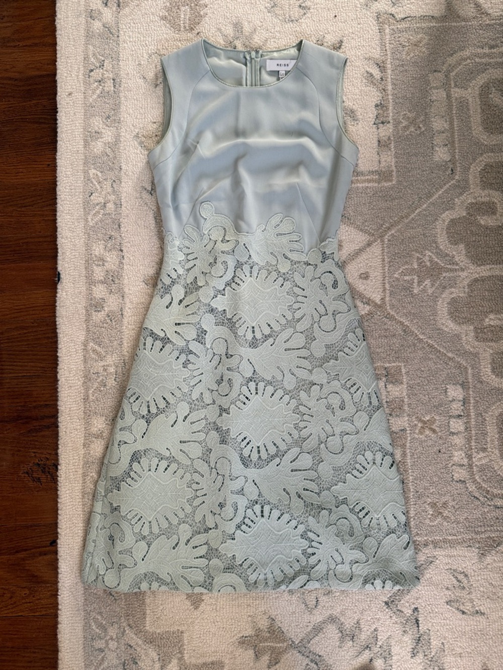 Reiss Sage Lace-Appliqué Sleeveless A-Line Dress